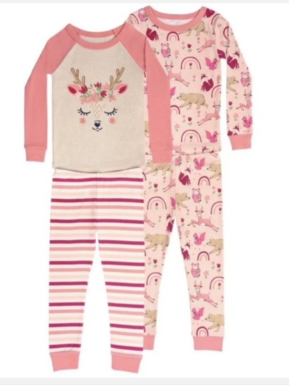 NWT Girls Pink 2-Pair Pajama Set, Size 8